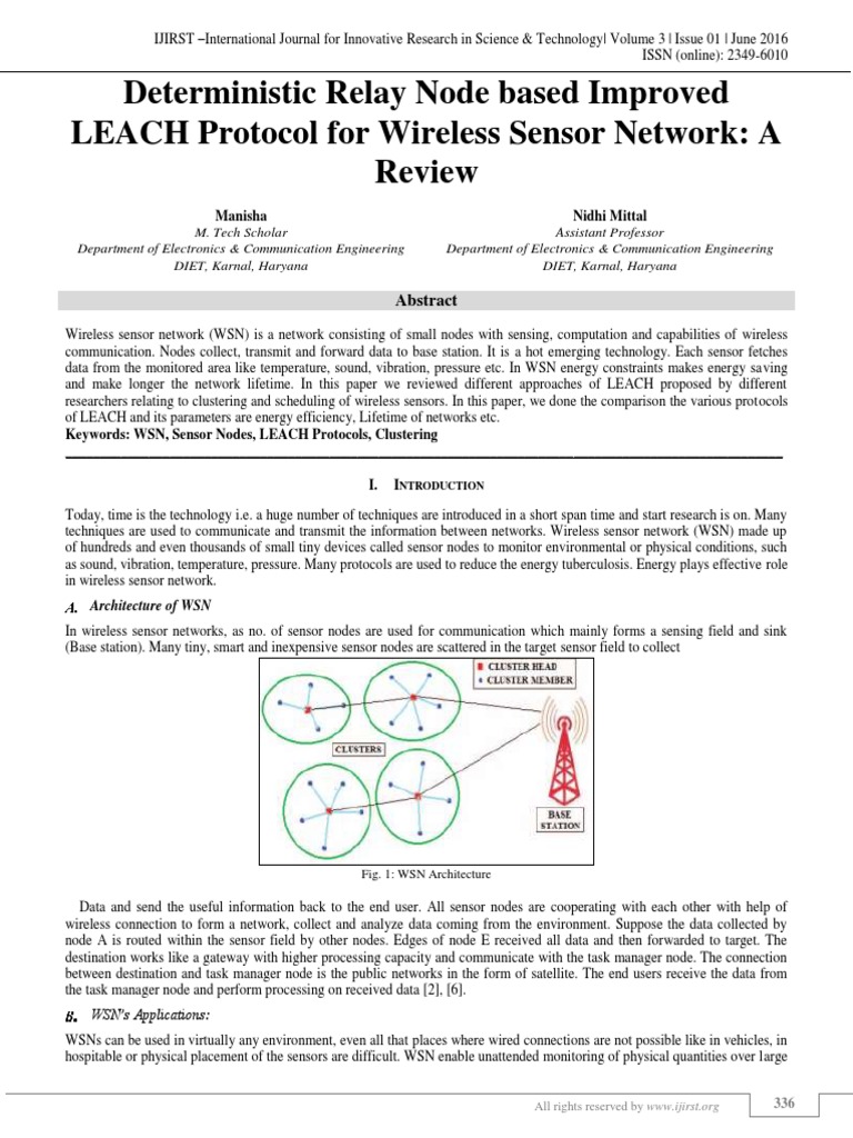 Improved LEACH Protocol for WSN Review | PDF | Wireless Sensor Network ...