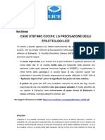 Caso Cucchi: Il Comunicato Della LICE (LEGA ITALIANA LOTTA EPILESSIA)