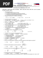 First Periodical Test in G8 Mathematics SY 2016 17