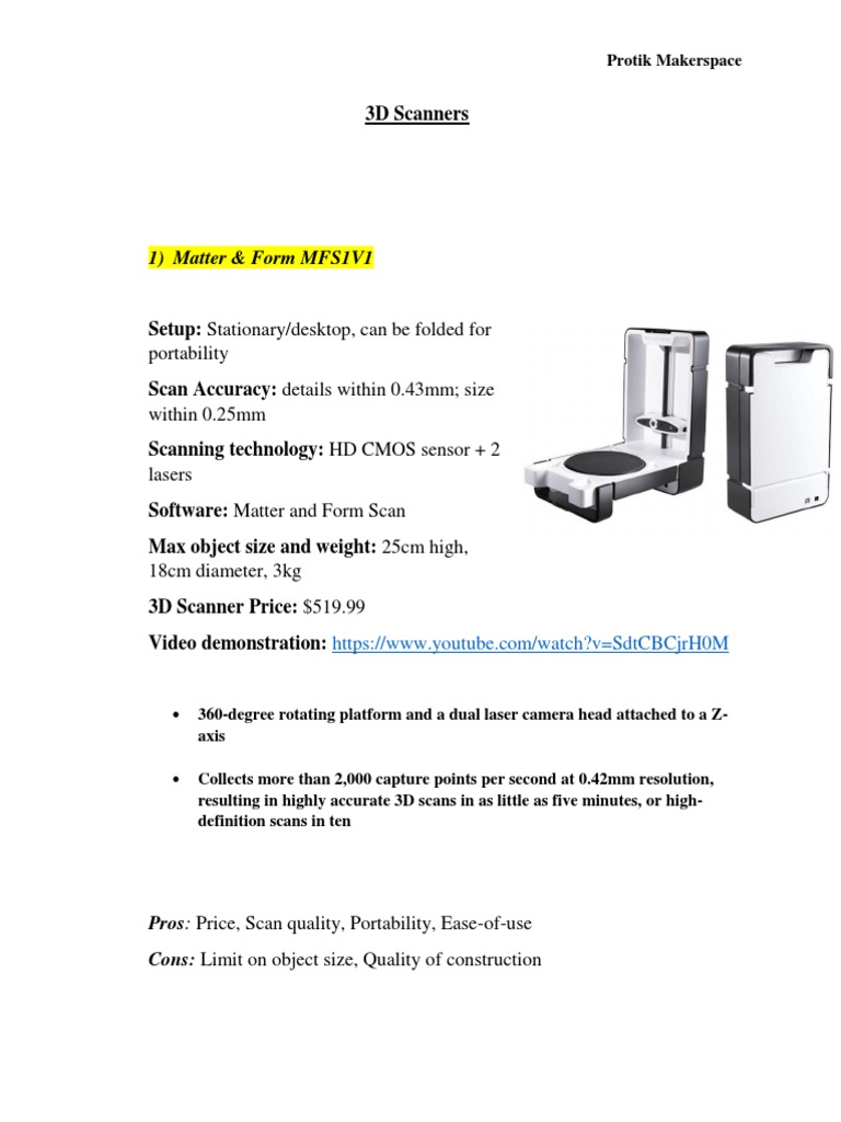 3D Scanners: Features and Prices | PDF | Image Scanner | Stereoscopy