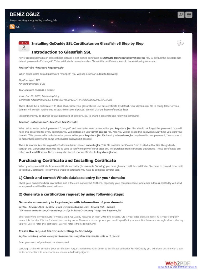 Install SSL Certificate To Glassfish | PDF | Public Key Certificate |  Domain Name