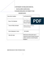 Rajiv Gandhi University of Health Sciences, Bangalore, Karnataka. Proforma For Registration of Subject For Dissertation