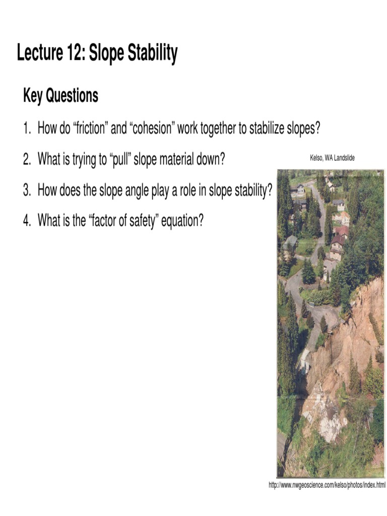 Slope Stability: Forces and Factors | PDF | Landslide | Friction