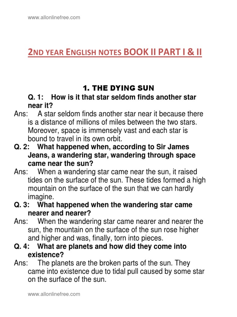 2nd Year English Notes Book II PDF | PDF | Wellness | Lifestyle