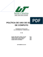 Política de Uso de Equipos de Cómputo: Ingeniería en Tecnologías de La Información Y Comunicación
