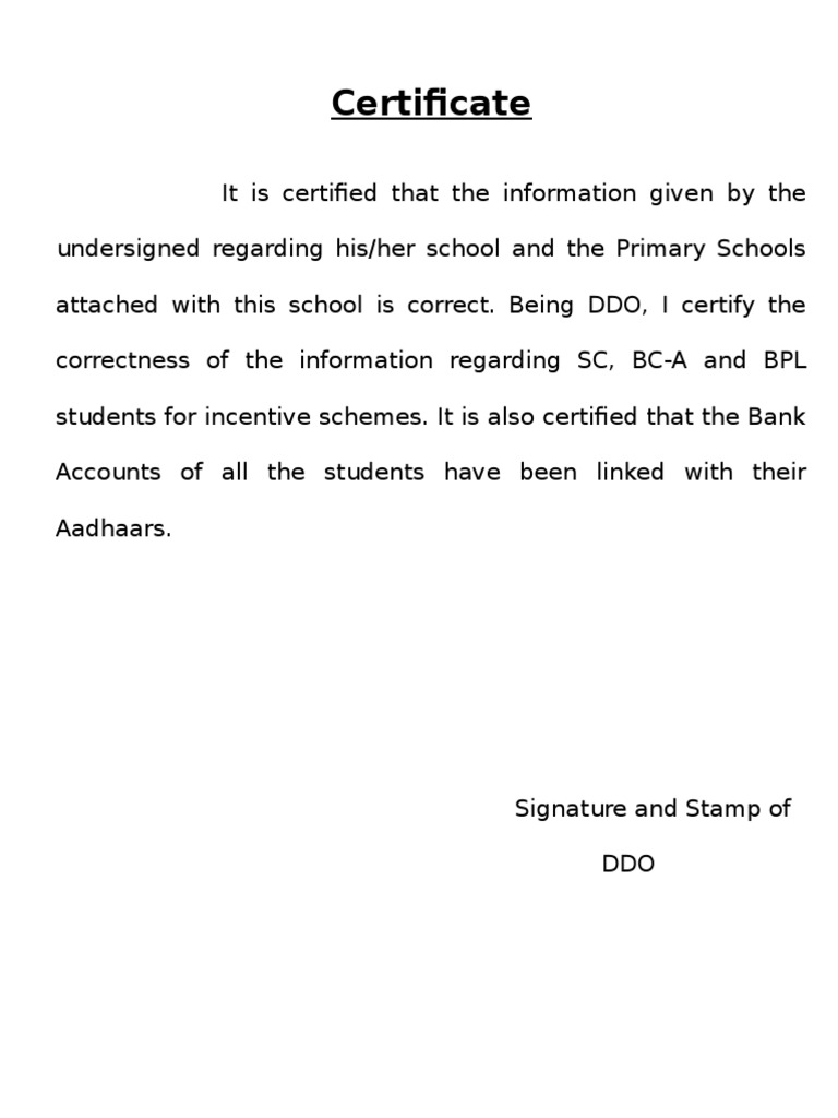 Beneficiary Certificate