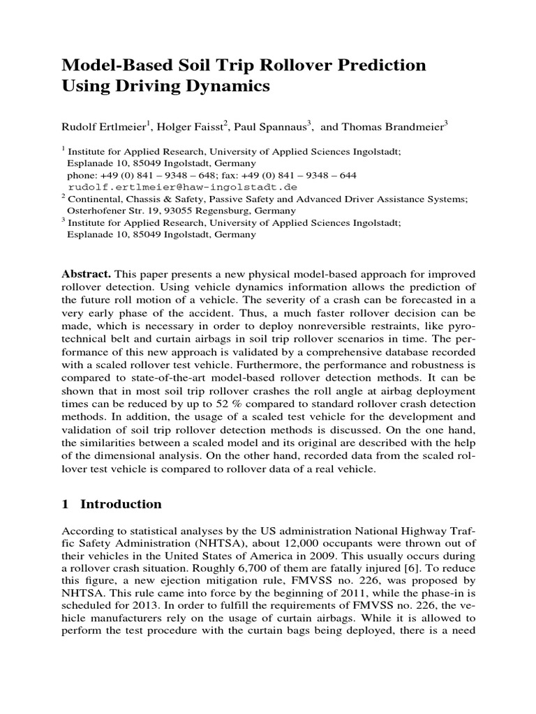 Soil Trip Rollover Prediction Model | PDF | Airbag | Physics