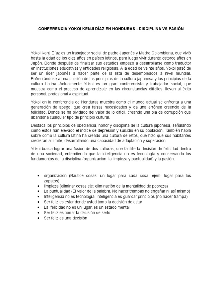 Yokoi Kenji: Disciplina y Pasión en Honduras | PDF