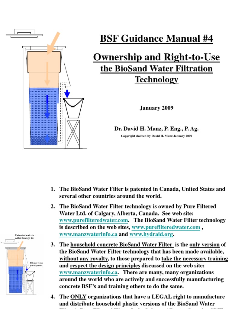 BSF Guidance Manual 4 Ownership and RightToUse The Biosand Water