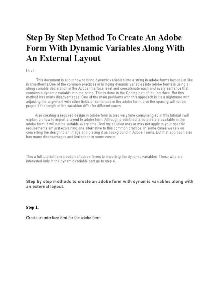 How To Create Adobe Form With Dynamic Variables? – ILUAZ