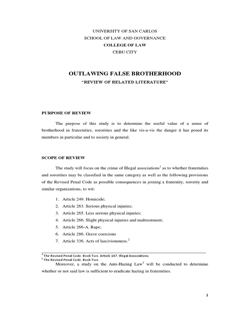 Outlawing False Brotherhood | PDF | Fraternities And Sororities | Crime ...