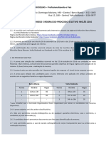 Termo de Compromisso e Regras do Processo Seletivo Inglês 2016 