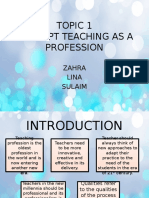 Topic 1 Concept Teaching As A Profession: Zahra Lina Sulaim
