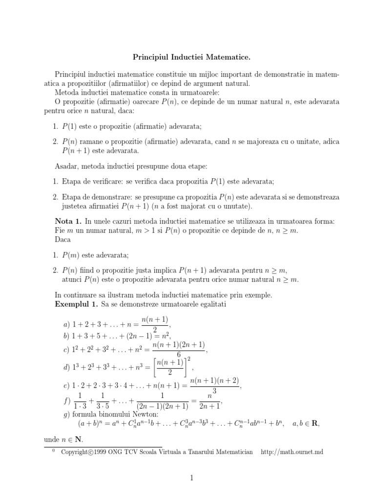 Inductia Matematica PDF | PDF