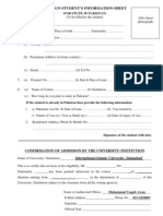 Foreign Student Information Sheet