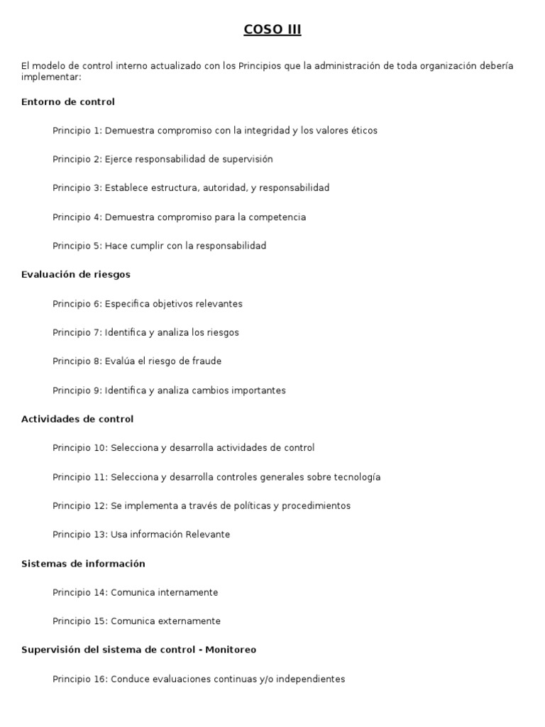 Guía de Control Interno COSO III | PDF | Sistema de control | Evaluación
