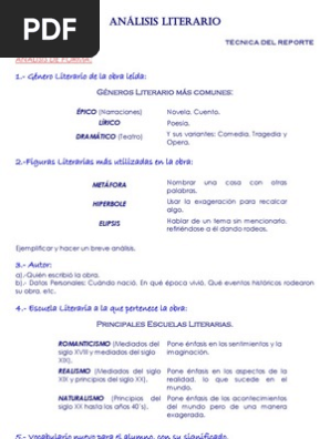 Estructura De Analisis Literario Realismo Literario Poesia