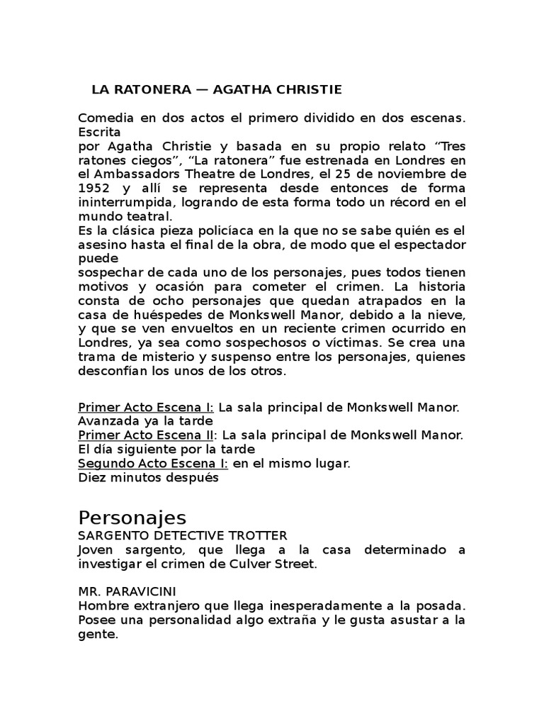 La Ratonera - Agatha Cristhie | PDF