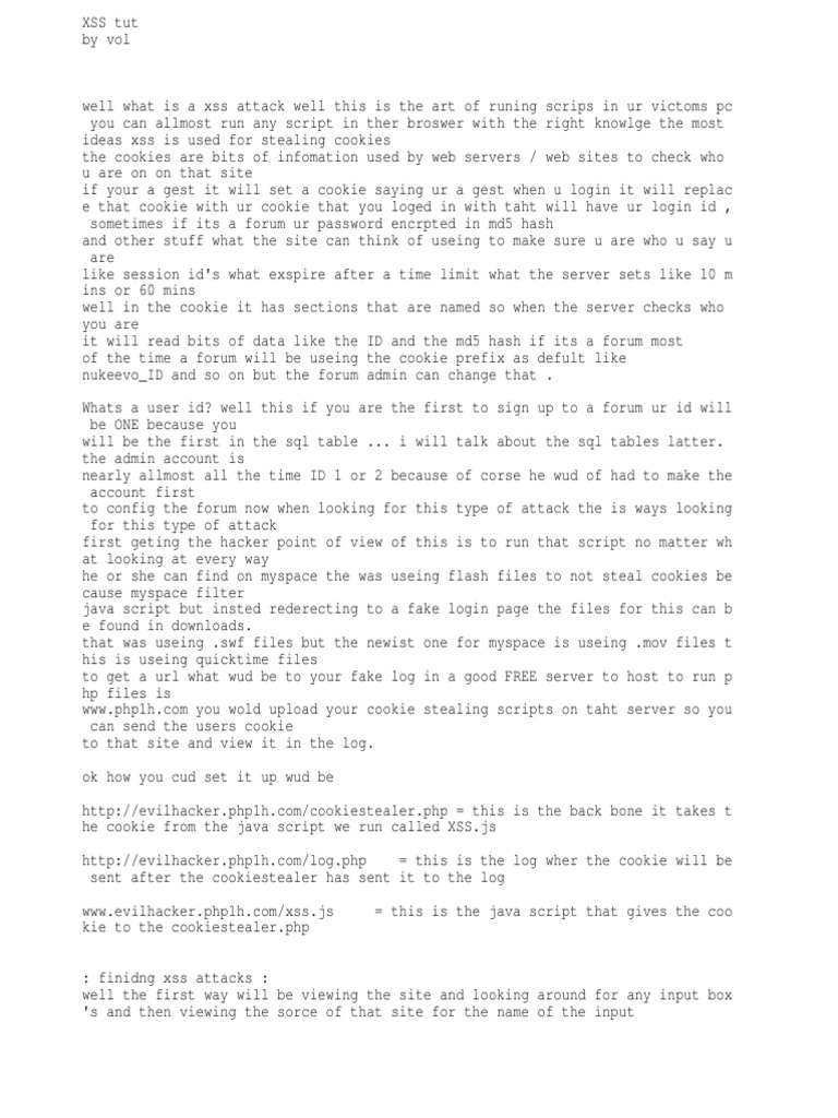 XSS Cookie Stealing Tutorial PDF Http Cookie Forum