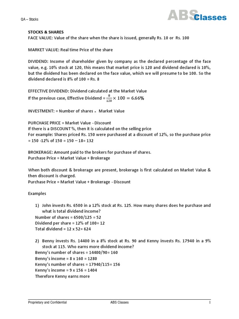 Stocks & Shares | PDF