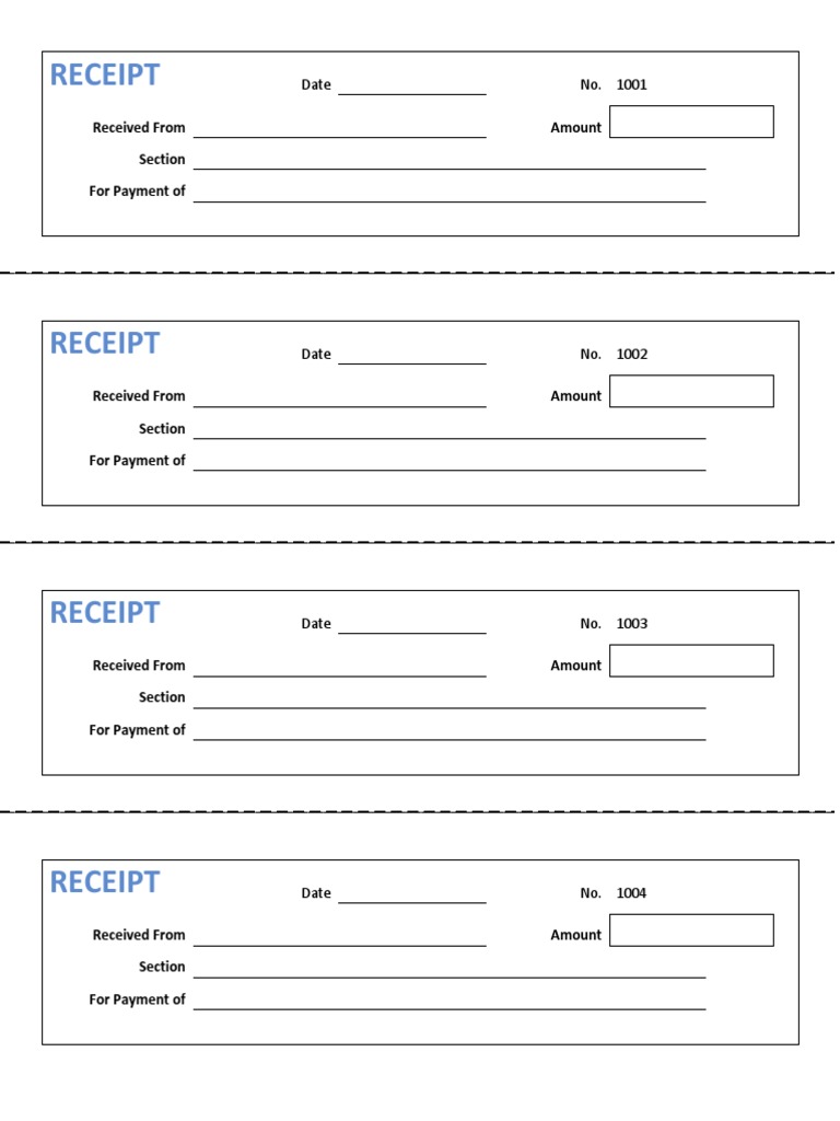 Receipt: Received From Amount Section For Payment of | PDF | Receipt ...