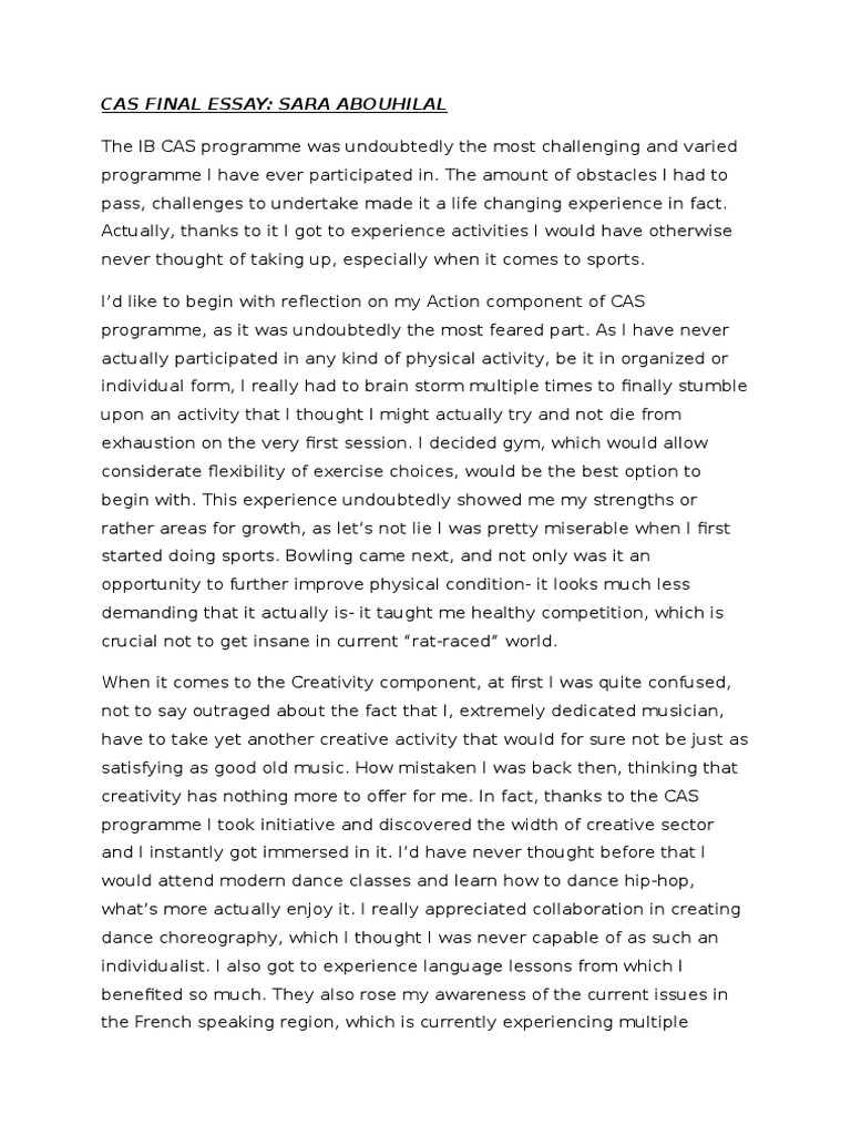 Cas Essay | PDF | Dances | Cognition