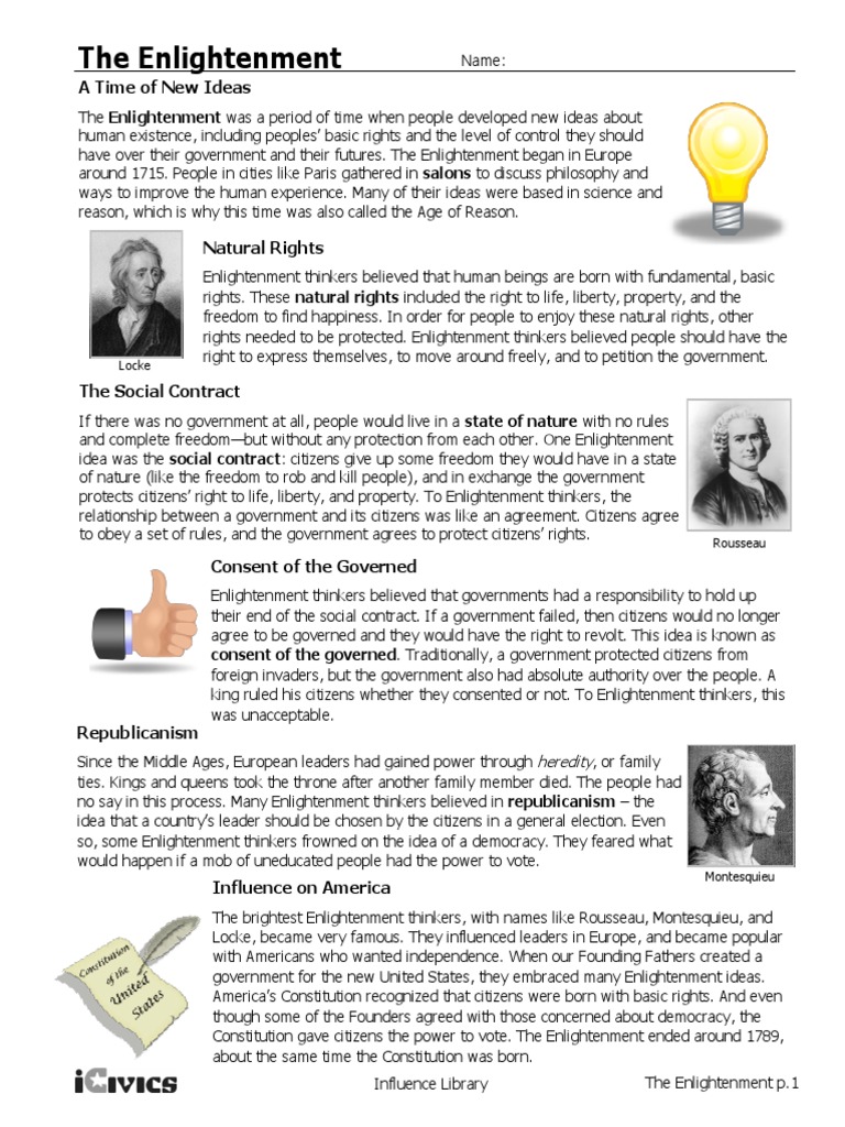 Icivics The Enlightenment  PDF  Age Of Enlightenment  Natural Intended For The Enlightenment Worksheet Answers