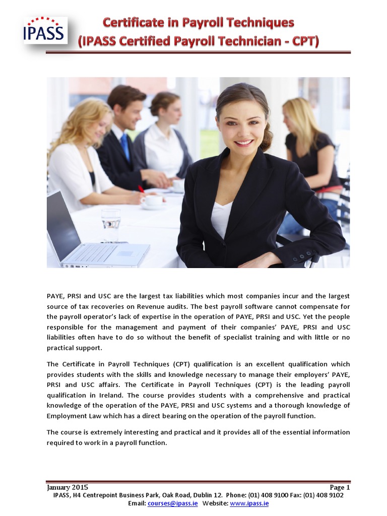 Certificate in Payroll Techniques Course | PDF