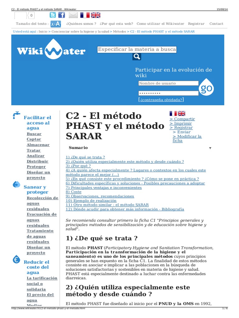 C2 - El Método PHAST y El Método SARAR - Wikiwater | PDF | Toma de ...