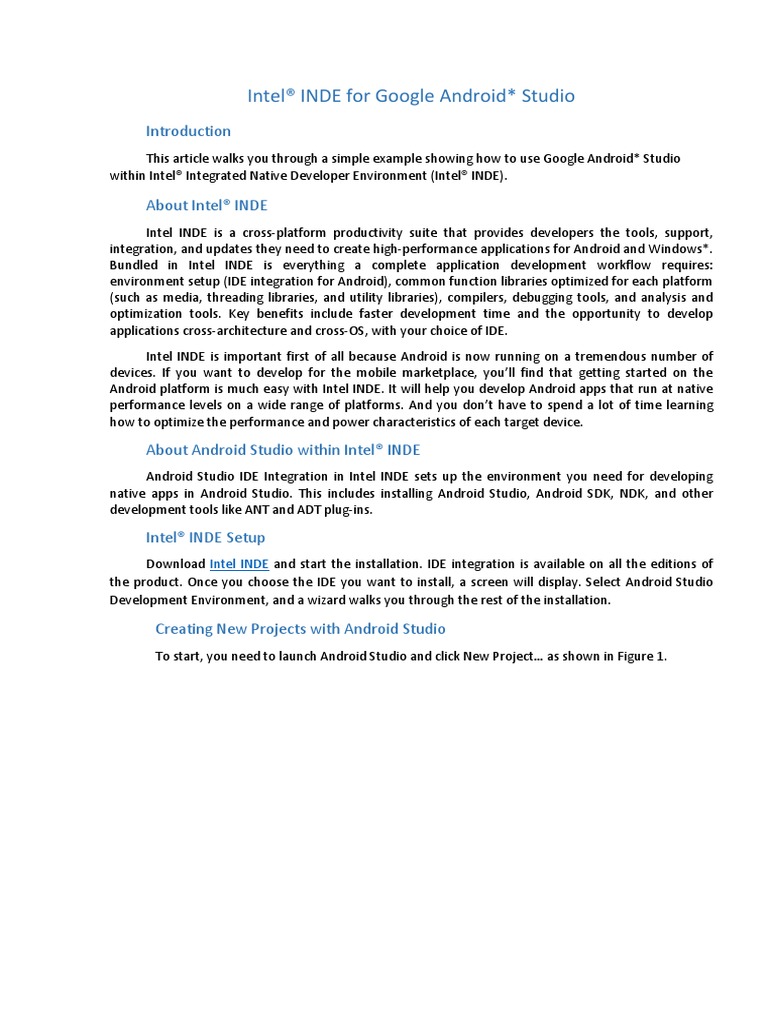 Intel INDE For Google Android Studio | PDF | Android (Operating System ...