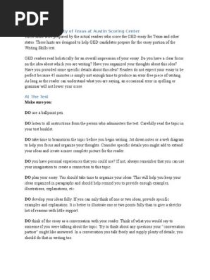 GED Essay Topics