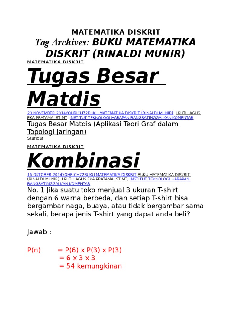 Buku Matematika Diskrit Rinaldi Munir | PDF