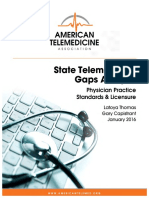 2016 50 State Telehealth Gaps Analysis Medical Physicians