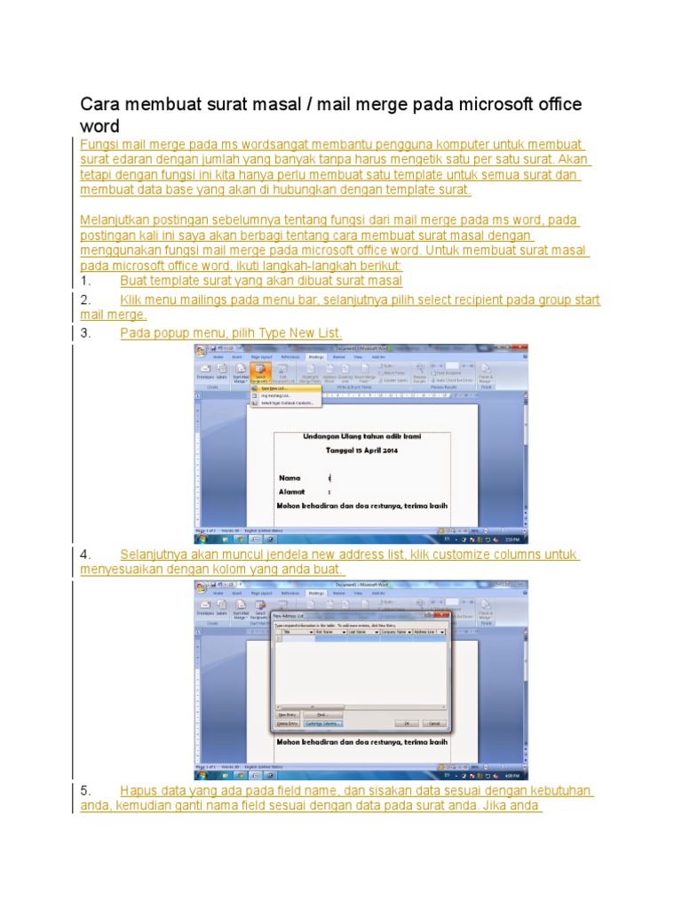 Cara Membuat Surat Undangan Ulang Tahun Di Microsoft Word - Bagi Contoh