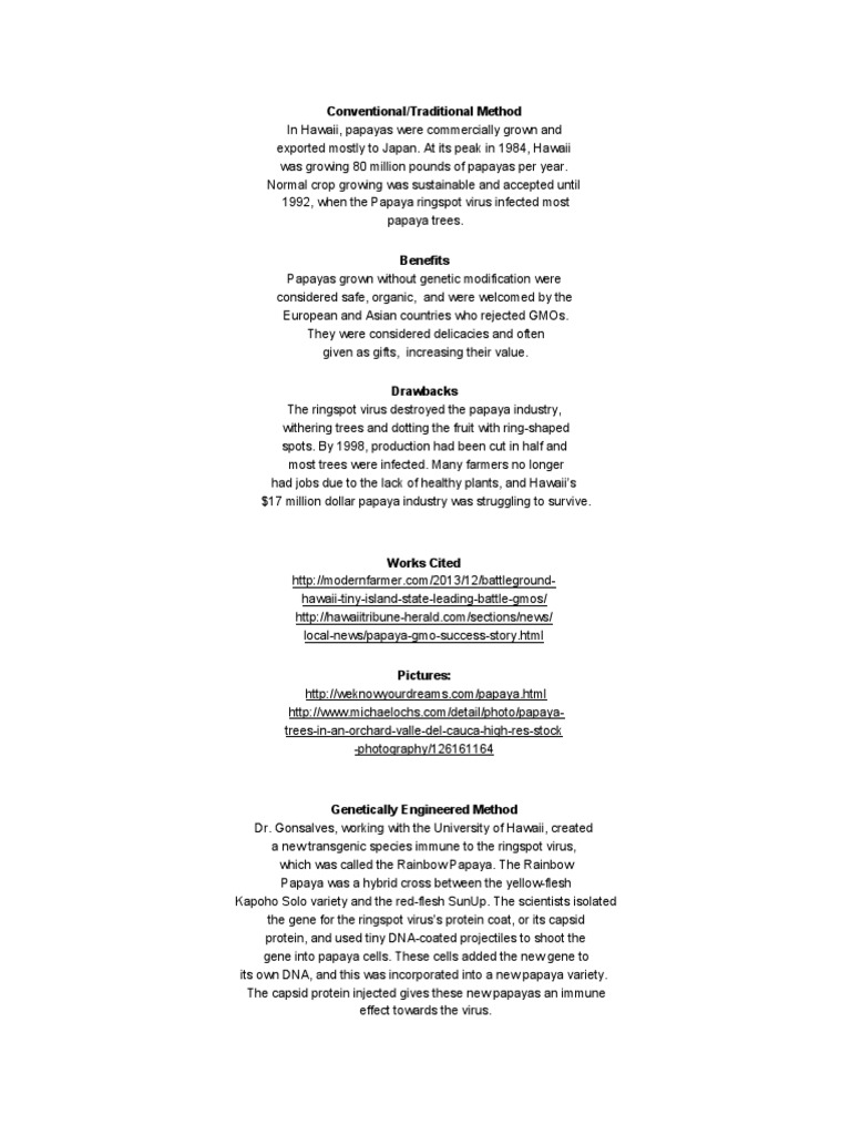 Papaya GMO Project PDF Modified Organism Life Sciences