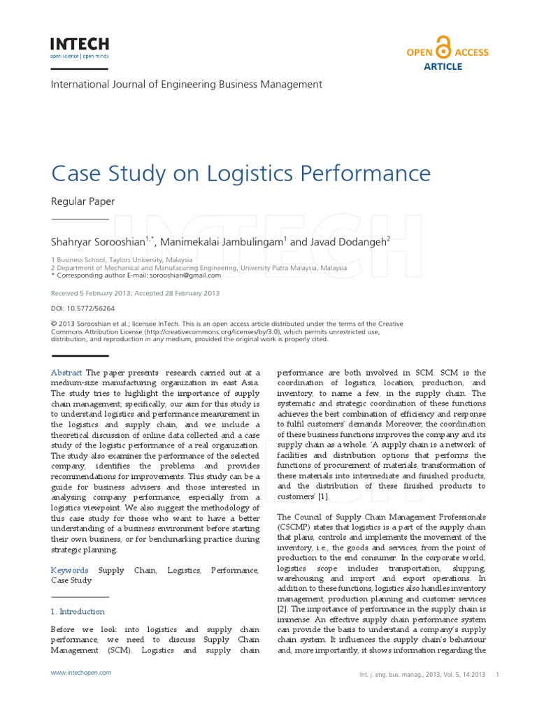 Case Study On Logistics Performance: International Journal of ...