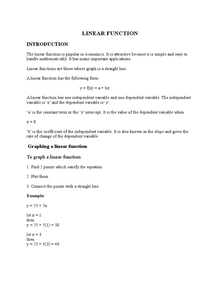 To Graph A Linear Function | PDF