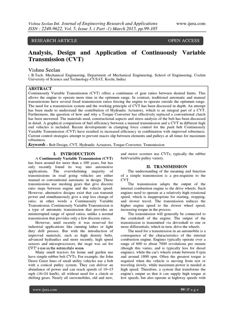 CVT Analysis and Design Insights | PDF | Computers | Technology ...