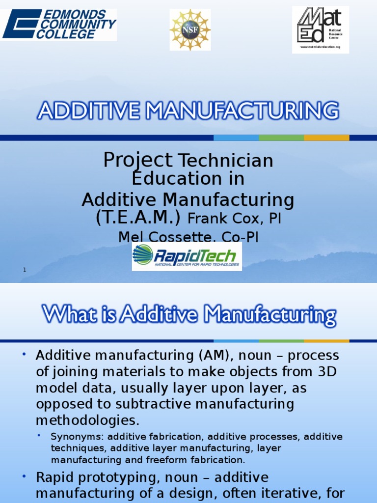 Additive Manufacturing Education Overview | PDF | 3 D Printing ...