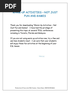 Top 20 Warm-Up Activities for the ESL Classroom
