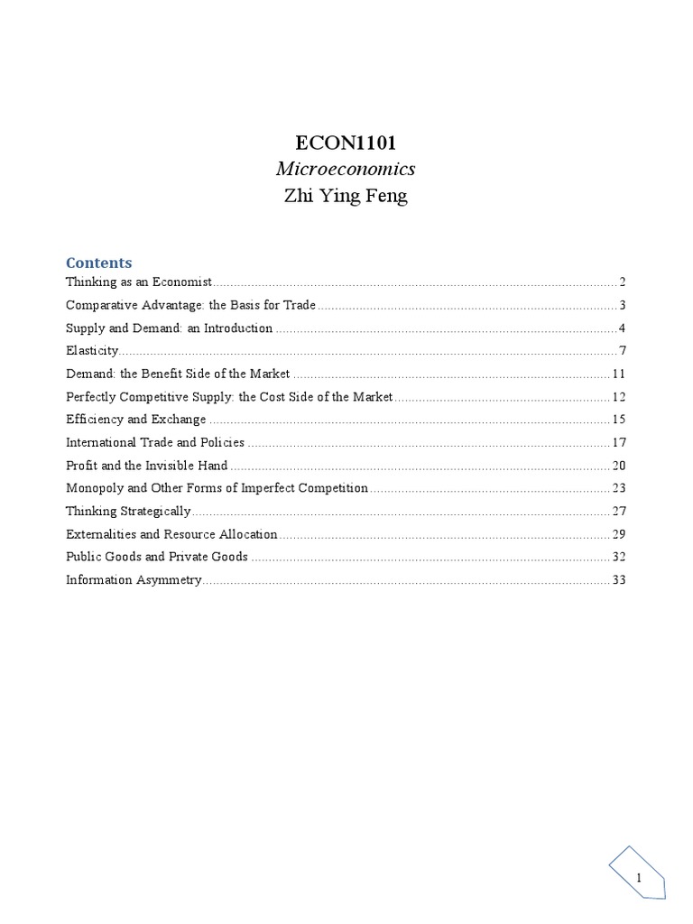 Econ 1101 Lecture Notes Microeconomics | PDF | Monopoly | Price ...