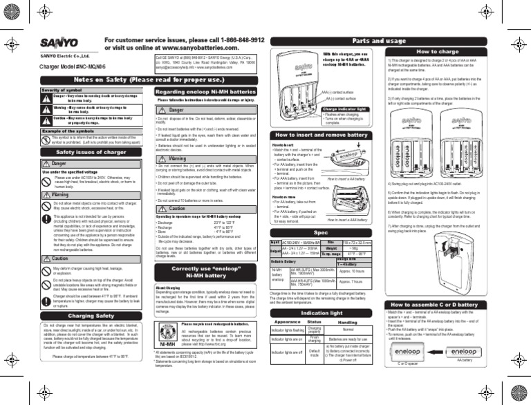 Introducir 76+ imagen sanyo battery charger manual