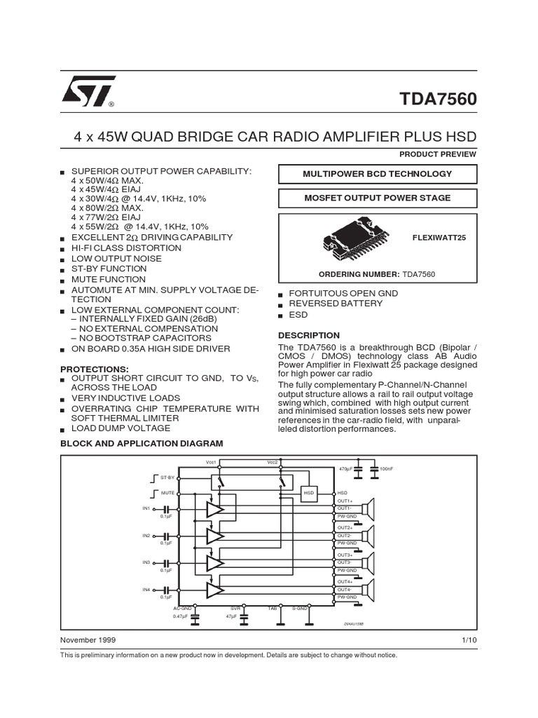 Tda 7560 | Amplifier | Electrical Engineering