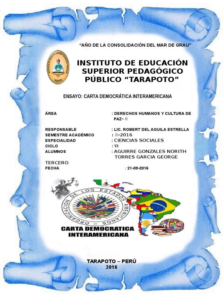 Ensayo de La Carta Ineramericana de Los DD.hh  Democracia 