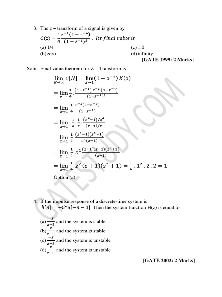6 Z Transform Part II 2 | PDF | Teaching Methods & Materials