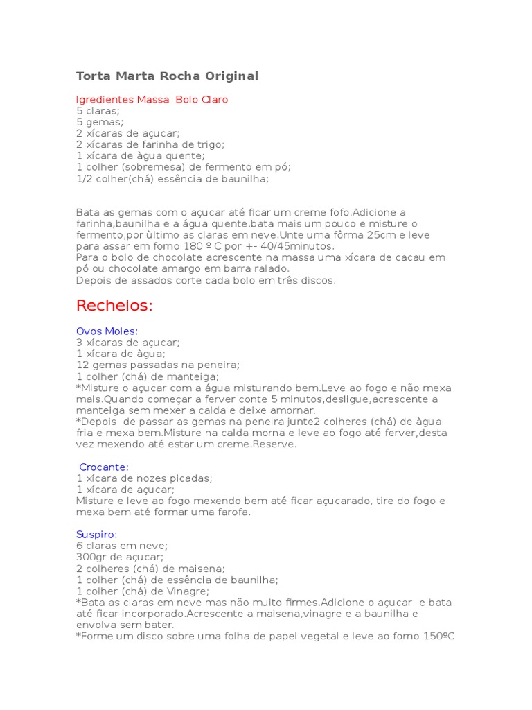 Receita detalhada da Torta Marta Rocha original, com recheios de ovos ...