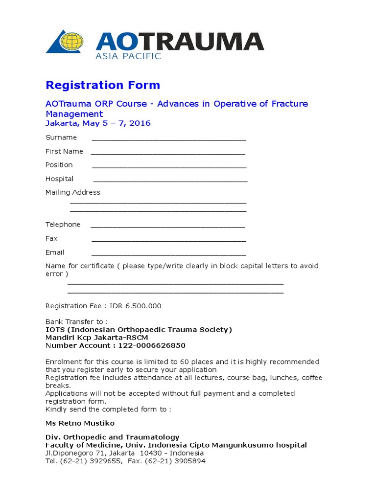 Registration Form ORP-Advance | PDF