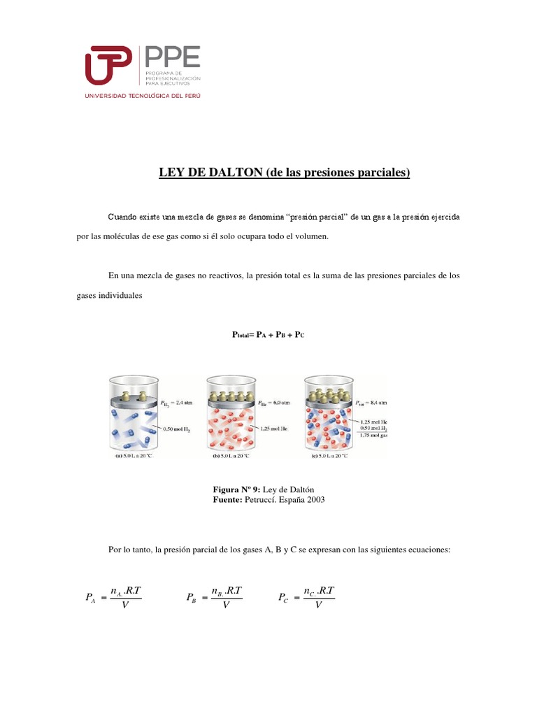 Ley de Dalton y Presiones Parciales | PDF | Gases | Mole (Unidad)
