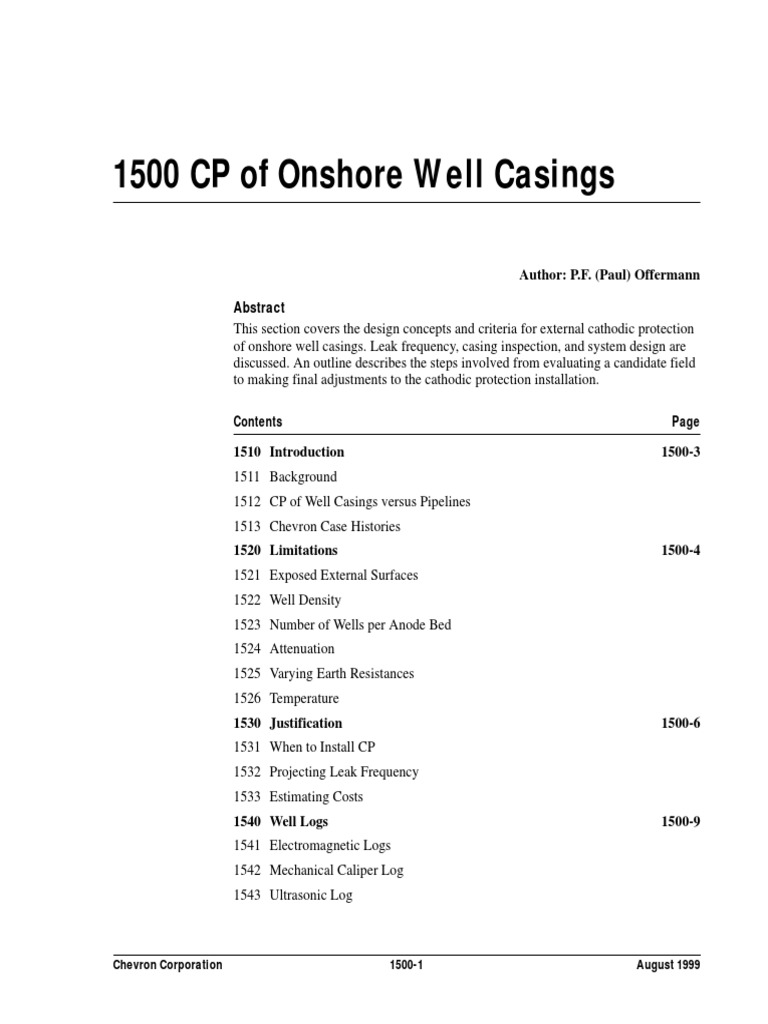 CPM1500 CP of Onshore Well Casings | PDF | Casing (Borehole) | Corrosion