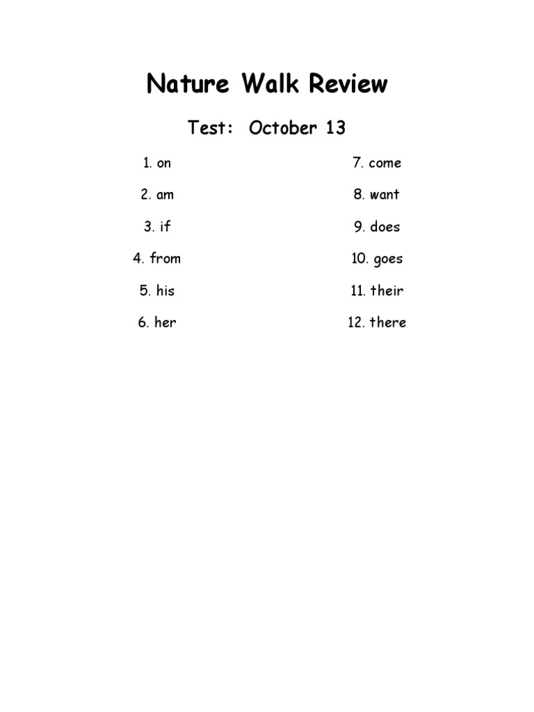 Nature Walk Review | PDF | Language Arts & Discipline | Young Adult